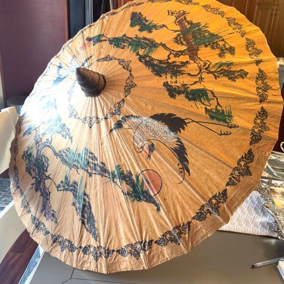 Stunning 1940's vintage Bamboo Japanese paper Umbrella NO breaks must see - Picture 1 of 8